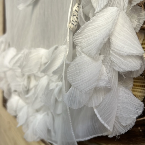 Vintage Y2K Badgley Mischka 80” 3D Sheer Organza Scarf Wrap Shawl Coverup White - Picture 5 of 15